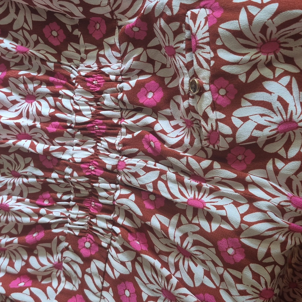 Anthropologie Long Sleeve Bell Bottom Flared Vibrant Floral Jumpsuit Collared 6 - Picture 17 of 17